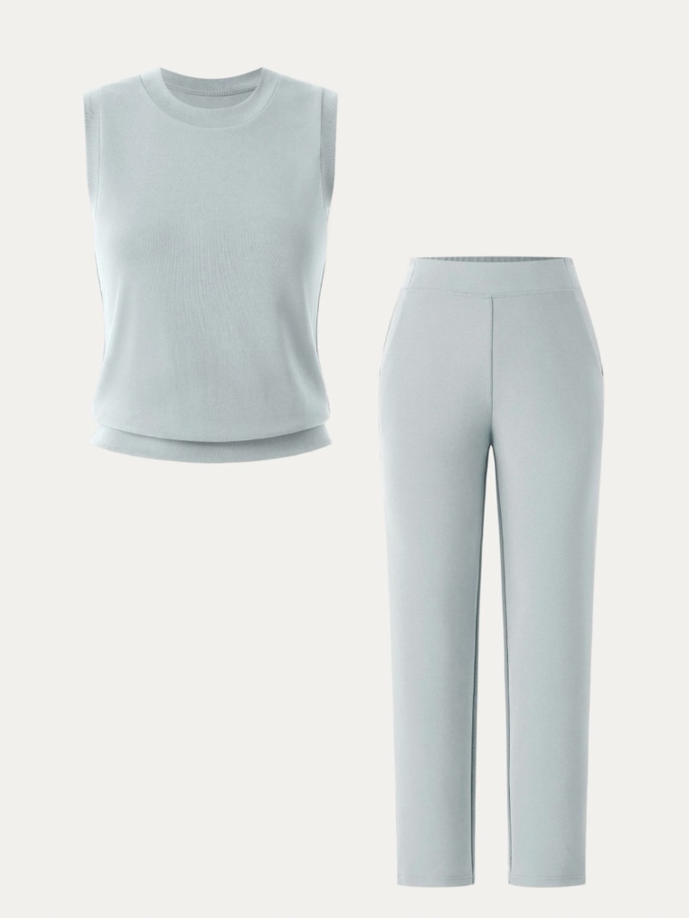 OGL Crewneck Tee Tank & Mid Rise Tapered Pants Travel/Lounge Set - Picture 2 of 12